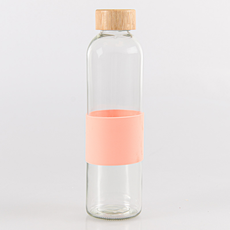 Gourde,bouteille D'eau En Verre, Pour Le Sport, Avec Couvercle En Acier Inoxydable Et Sac De